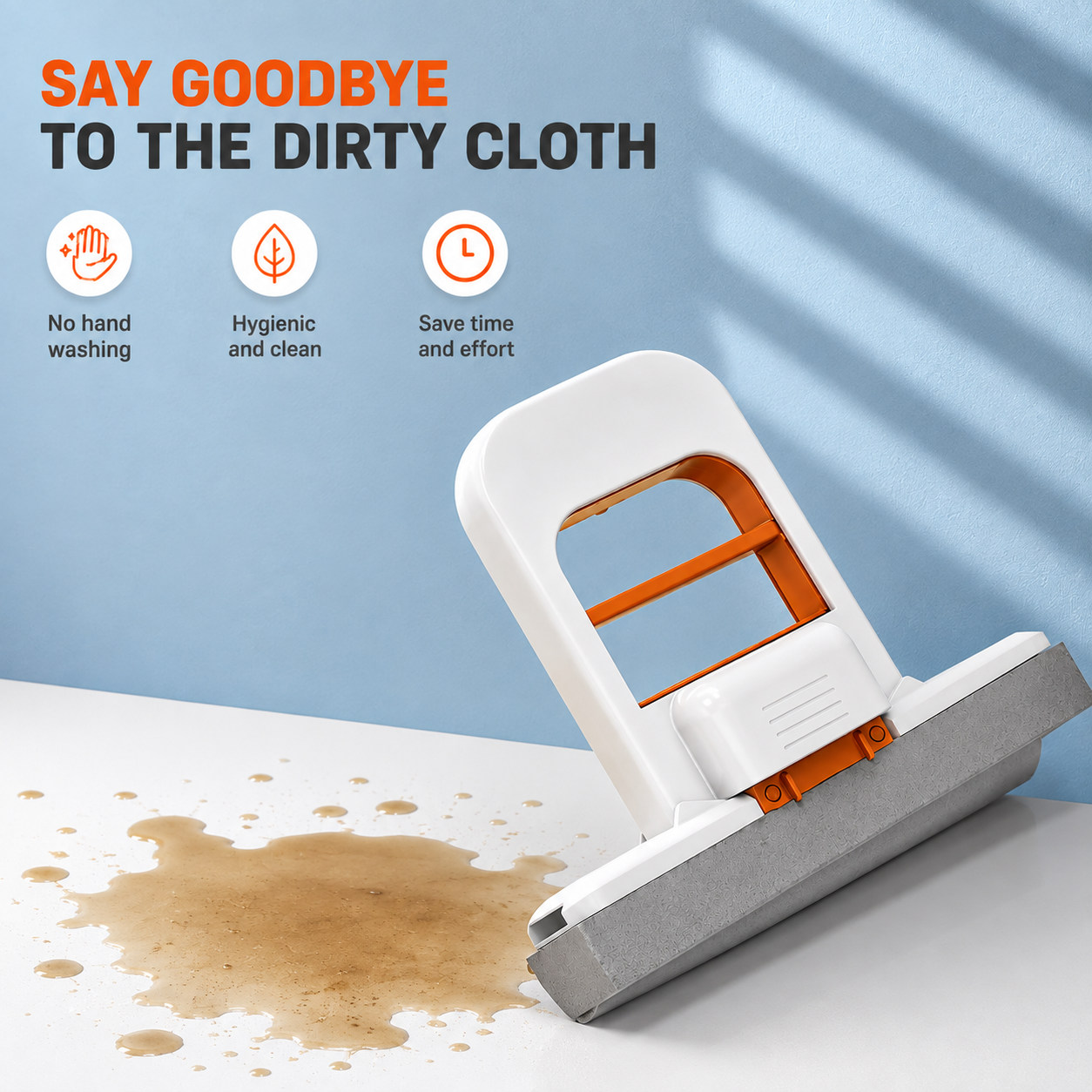 ILLUMITREND Foldable Mini Sponge Mop | Portable Self-Squeeze Cleaning Mop for Kitchen, Bathroom, Desk & Window Cleaning