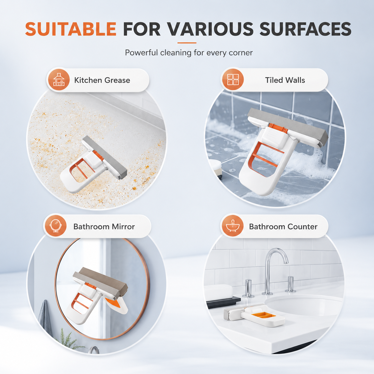 ILLUMITREND Foldable Mini Sponge Mop | Portable Self-Squeeze Cleaning Mop for Kitchen, Bathroom, Desk & Window Cleaning