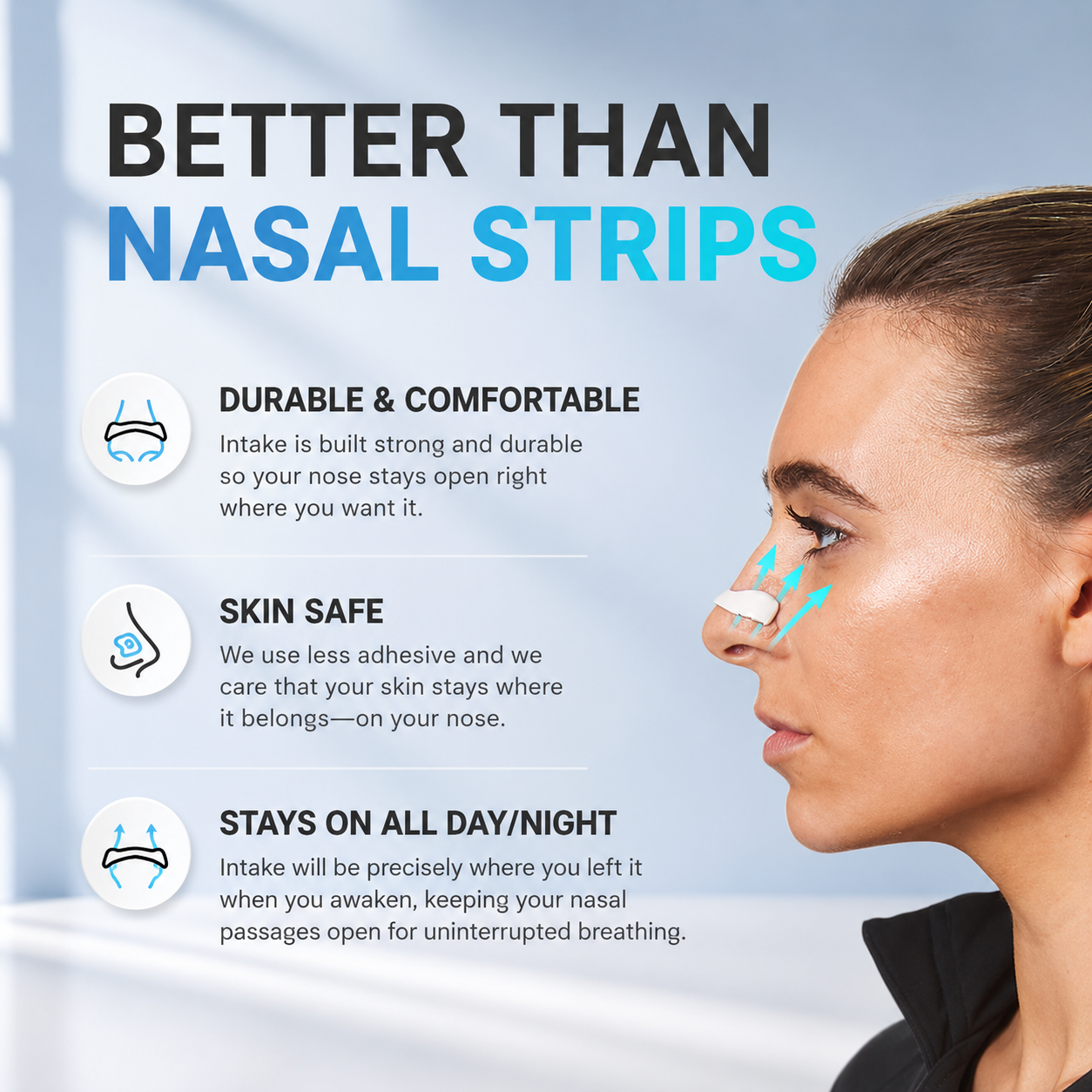 ILLUMITREND Magnetic Nasal Dilator Kit | Reusable Anti-Snoring Nose Clip with 15-Day Magnetic Adhesive Tabs
