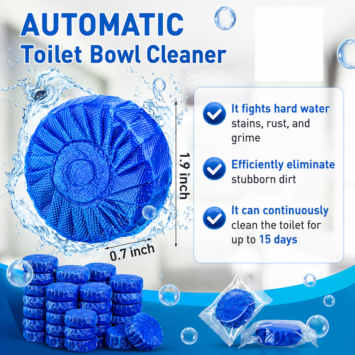 Toilet Cleaning Tablets – Automatic Toilet Bowl Cleaner for Stains, Rust & Grime | Pack of 10